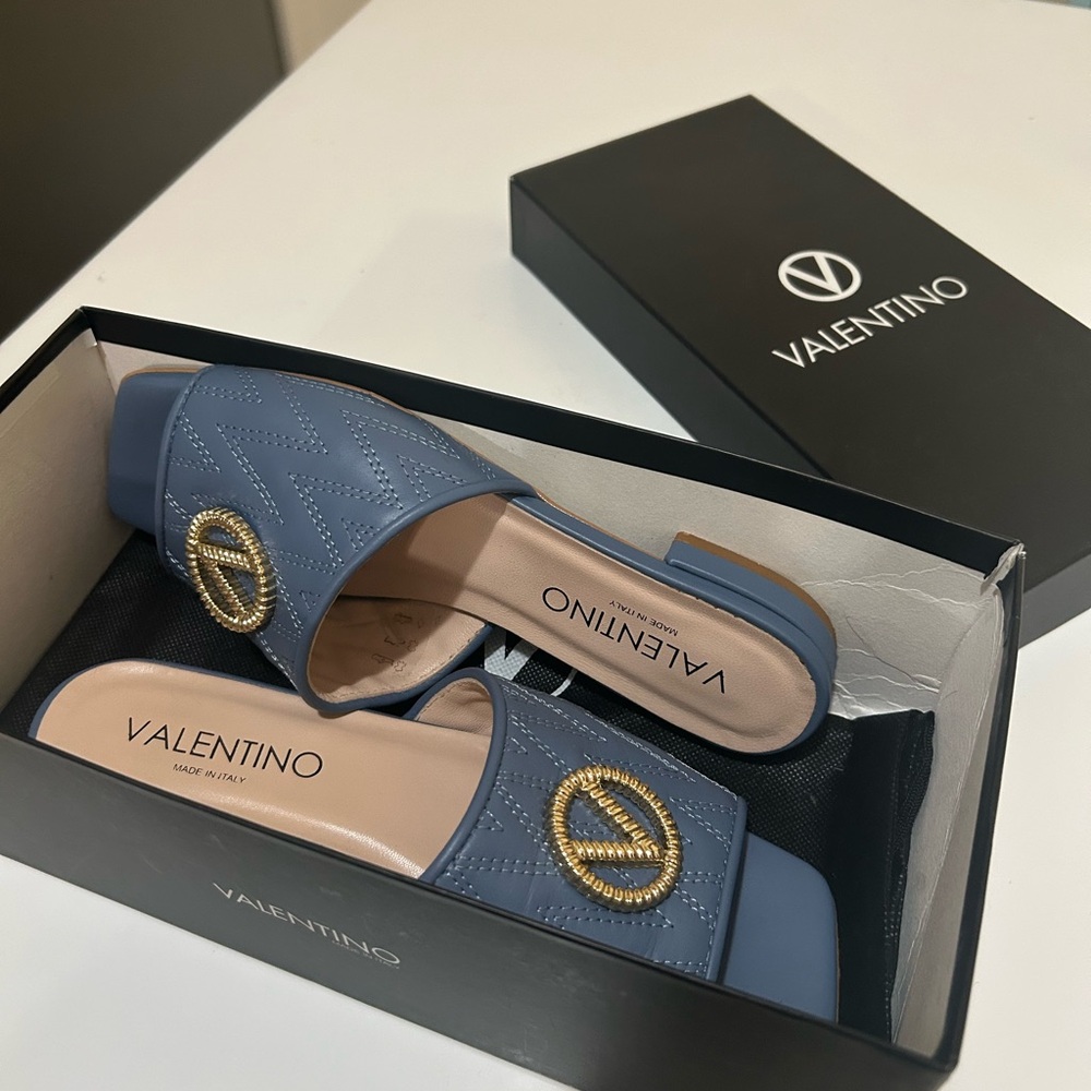 Mario Valentino Blue Quilted Mules